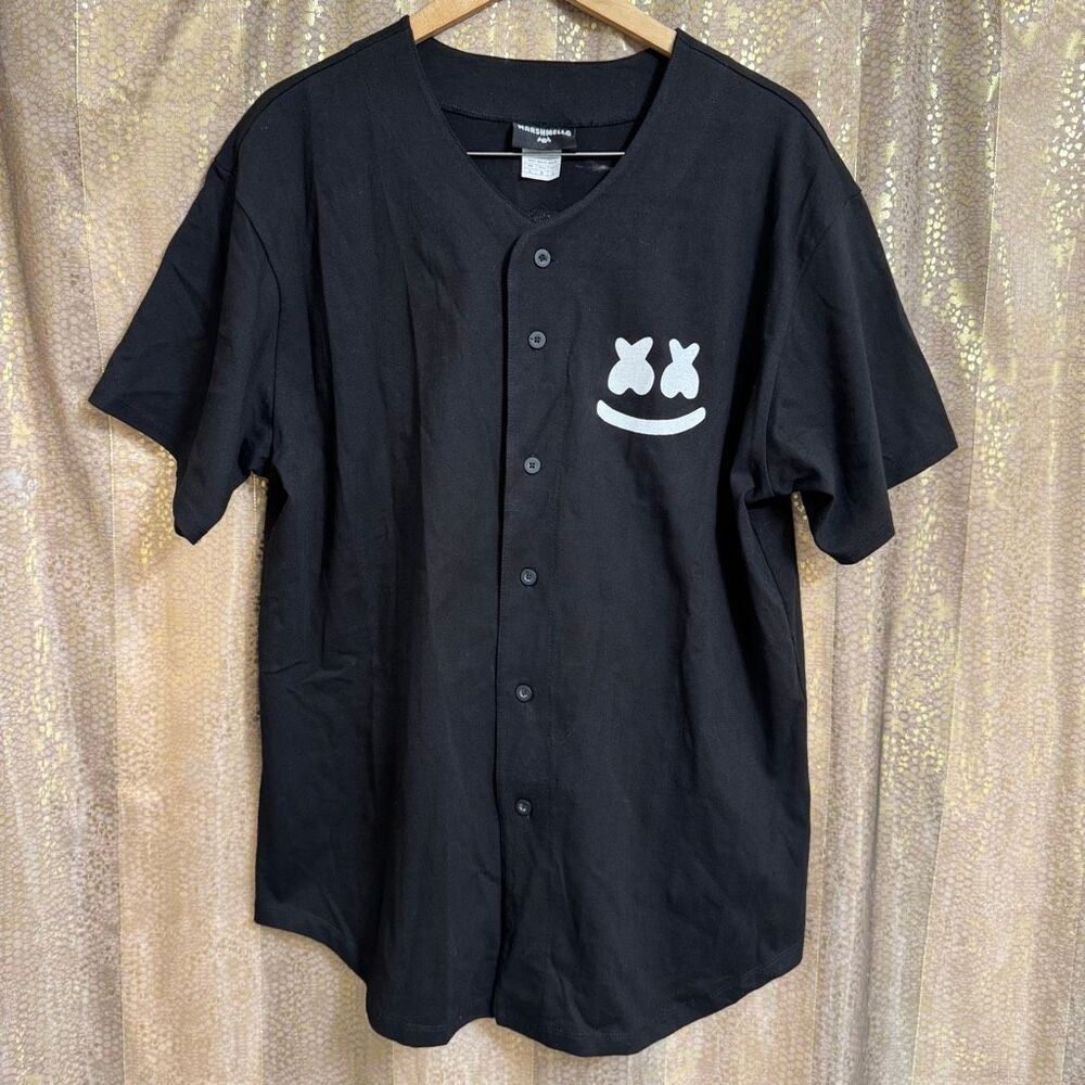 Marshmello Mellogang Baseball Concert Jersey Men Black White Logo Large